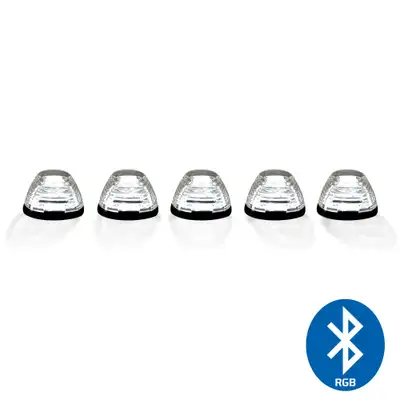 Recon Accessories Ford 99-16 Superduty (5-Piece Set) Clear Cab Roof Light Lens With RGB (Multi-Colored) High-Power Led's - (Attn: This Part is For Trucks That Did Not Come With Factory Installed Cab Roof Lights)