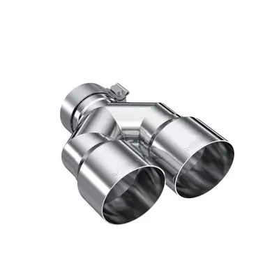 MBRP Exhaust Armor Pro Exhaust Tip; 3 in. Inlet Diameter; 4 in. Outlet Diameter; Right Tip 9.87 in. Length; Left Tip 9.37 in. Length; T304 Stainless Steel; Dual Out; Mirror Polished;