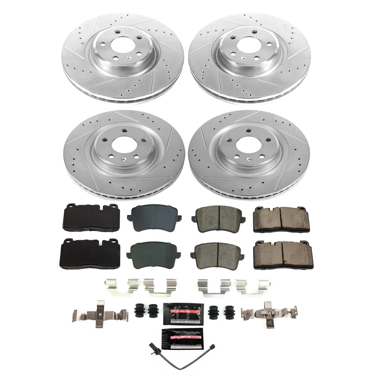 Z23 Evolution Sport Upgrade Kit: Drilled/Slotted Rotors; Carbon-Fiber Ceramic Pads W/Hardware; Pad Sensors product image