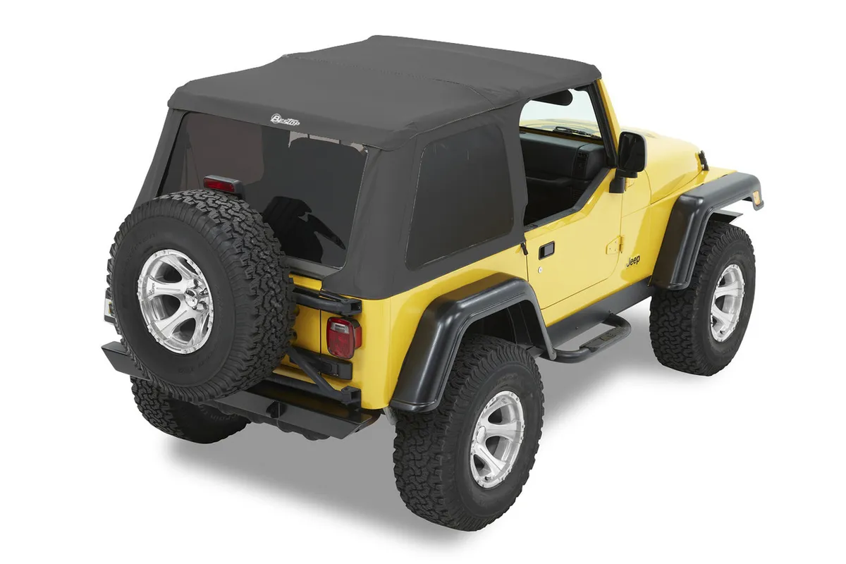 Replace-A-Top for Trektop Hardware For Jeep 1997-2006 Wrangler TJ Tinted Black Denim Fabric Bestop product image