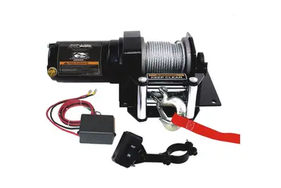 Bulldog Winch 2,000 LB ATV Winch 50 Ft Wire Rope W/Mini Rocker Switch Mounting Channel Roller Fairlead Bulldog Winch