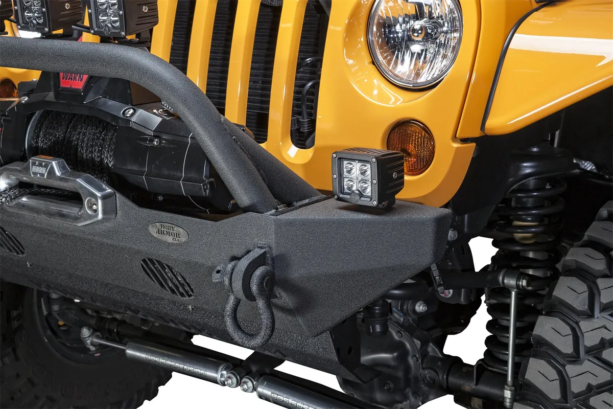 HiLine Front Winch Bumper; Mid-Stubby Style; Textured Black Powder Coat; product image