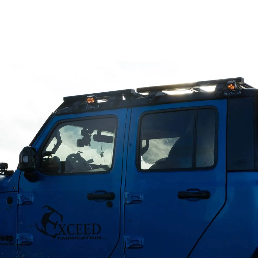 Exceed Fabrication™ No-Drill Rain Gutter Pod Light Bracket Kit for 2018+ Jeep Wrangler JL & Gladiator JT Hardtop product image