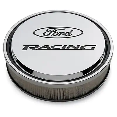 Ford Performance Parts Slant-Edge Alunimum Air Cleaner Kit Chrome Recessed Painted Emblems 13 Inch Ford Racing