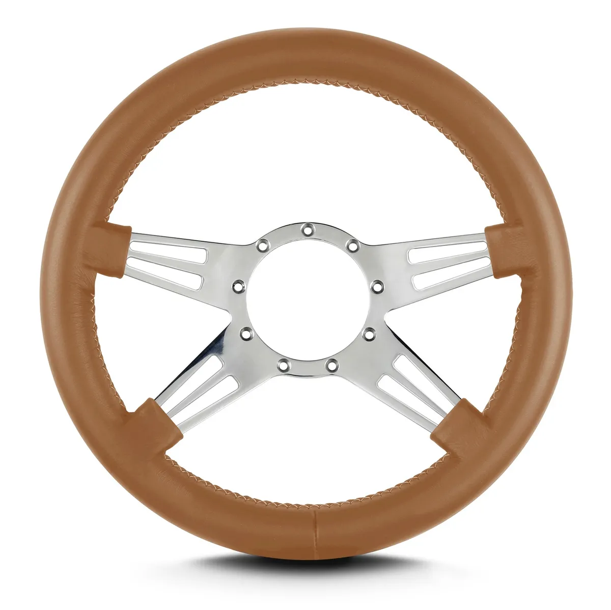 Lokar Lecarra Mark 9 Double Slot Steering Wheel; Chestnut; Polished Spokes; Thick Grip;