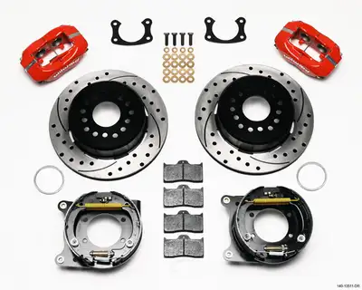 Wilwood Brakes Wilwood FDLI PS Park Brake Kit Drilled Red BOP Axle 2.75in Bearing 2.75 Offset