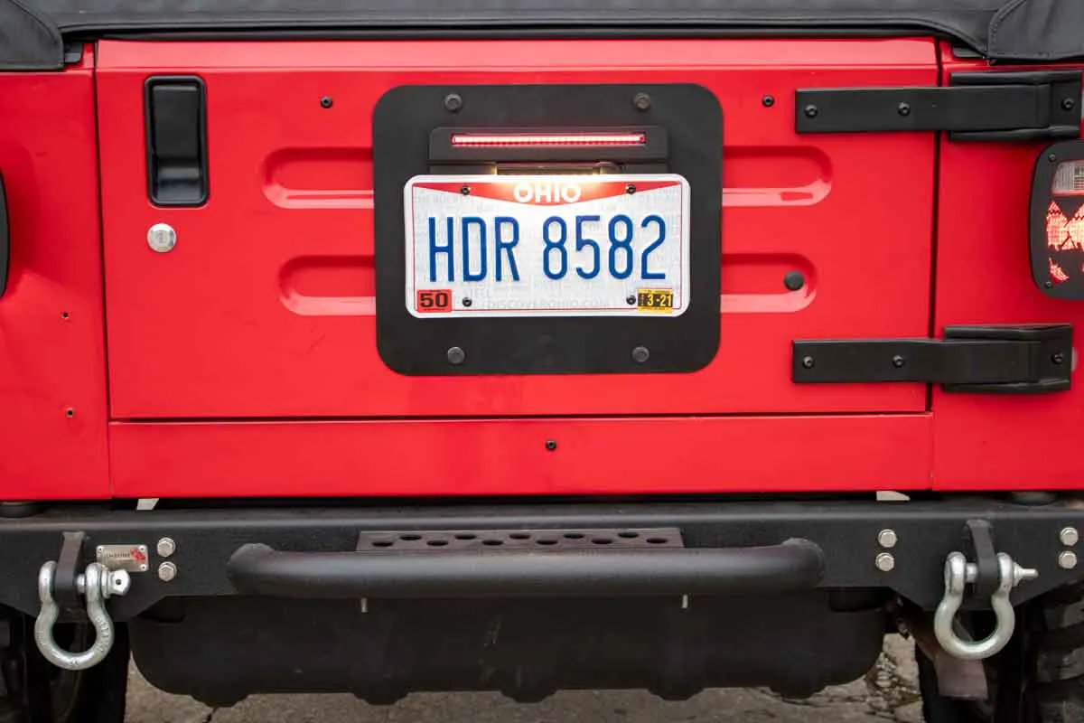 9706 Wrangler Back Side License Plate Mount With LED 2 Stage Gloss Powder Coat product image