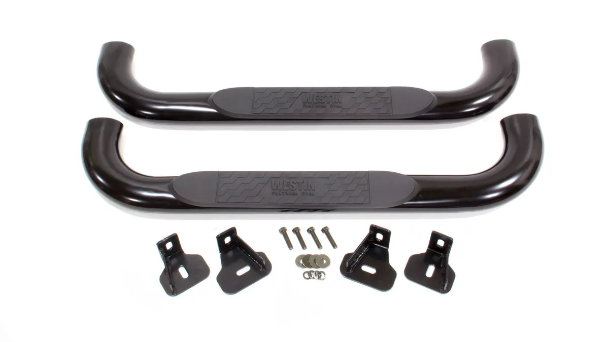 Westin Platinum 4 Oval Nerf Step Bars Black SilveradoSierra 1500 Reg Cab 1999-2013 2500LD Reg Cab 1999-2004 253500HD Reg Cab 2001-2014