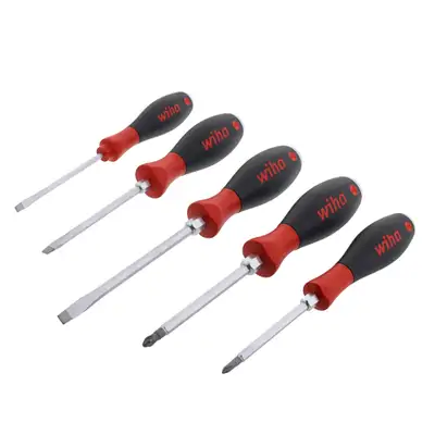 Wiha Tools USA 5 Piece Softfinish x Heavy Duty Slotted And Phillips Screwdriver Set