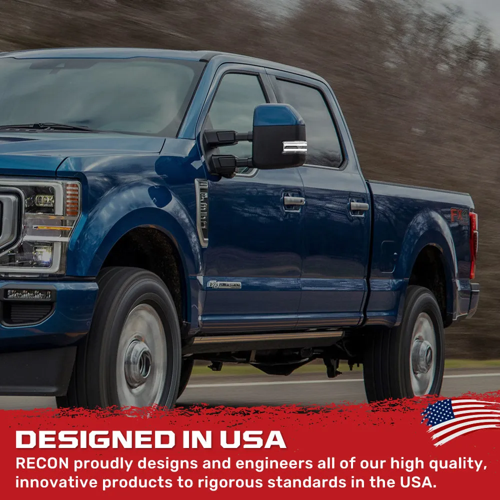 Ford 17-19 F250f350f450 Superduty Side Mirror Lenses 2-Piece Set w White LED Running Lights Amber Flashing LED Turn product image