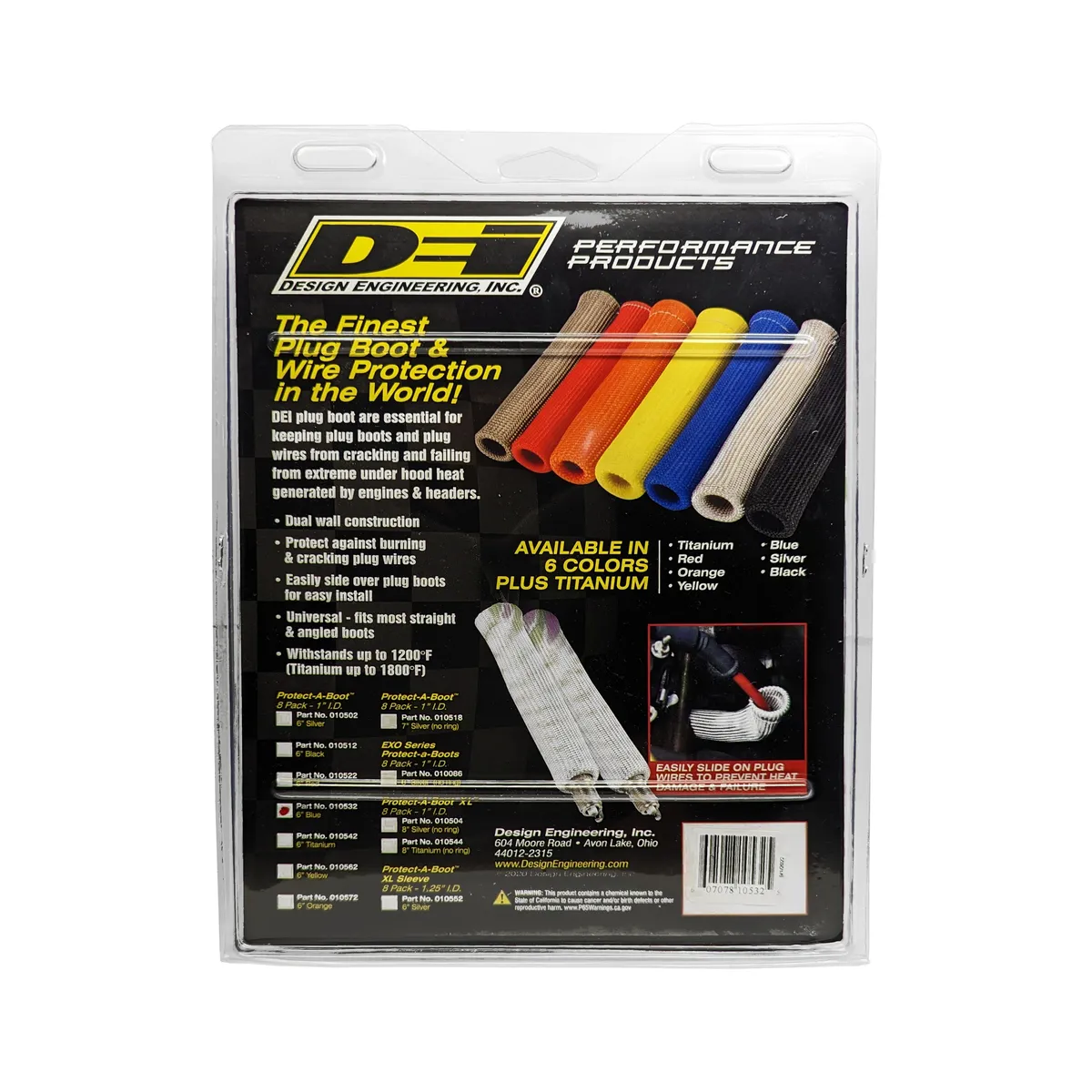 DEI PROtect-A-Boot 6in Spark Plug Boot PROtectors - Blue 8-Pack product image