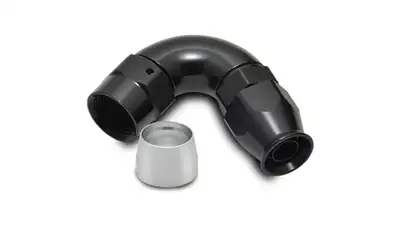Vibrant Performance 120 Degree High Flow Hose End Fitting; -10AN; 6061 Aluminum; Black Anodized; For PTFE Lined Hose;