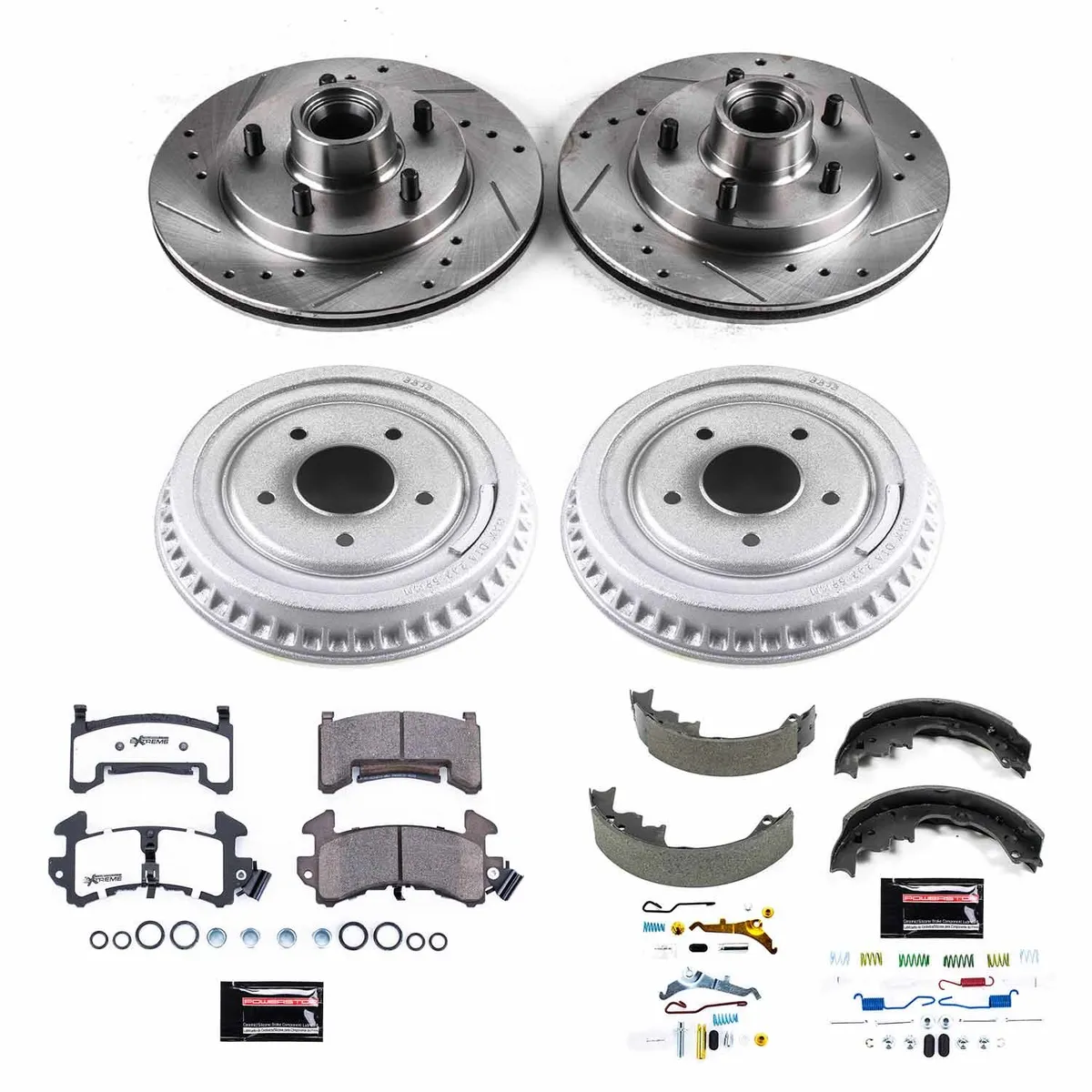 Z26 Street Warrior Upgrade Kit: Drilled/Slotted Rotors; Carbon-Fiber Ceramic Pads W/Hardware; Coated Drums; Shoes W/Hold Down And Adjuster Kit product image