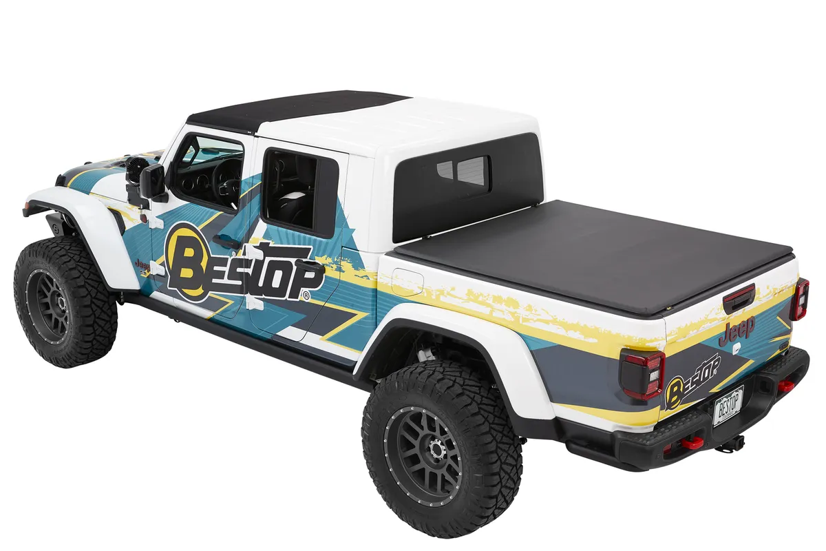 20c Jeep Gladiator For 5 Ft. Bed Black Twill Ezfold Soft Trifold Tonneau Cover product image