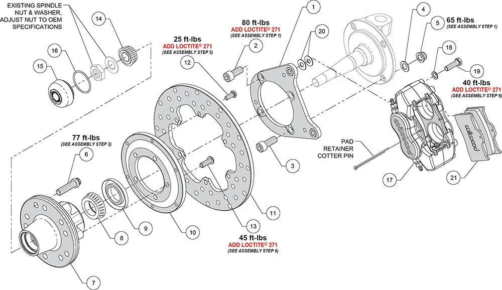 Wilwood FDL Front Drag Kit Drilled Rotor 37-48 Ford Psgr. Car Spindle product image