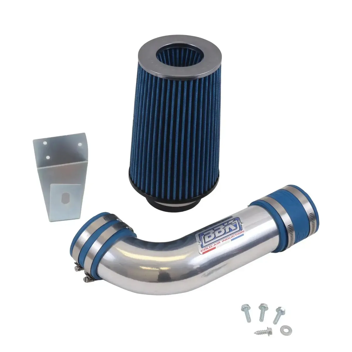 Ford Mustang 5.0 Cold Air Intake Kit Non Fender well Powder Coated Chrome 86-93 product image