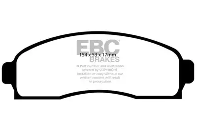 EBC Brakes Truck/SUV Extra Duty Brake Pads; FMSI Pad No. D913; Vented; 296mm Dia.; 51mm Height; 26mm Thick; 70.6mm Center Hole Dia.; Pad Dimensions: 154 x 53 x 17mm;
