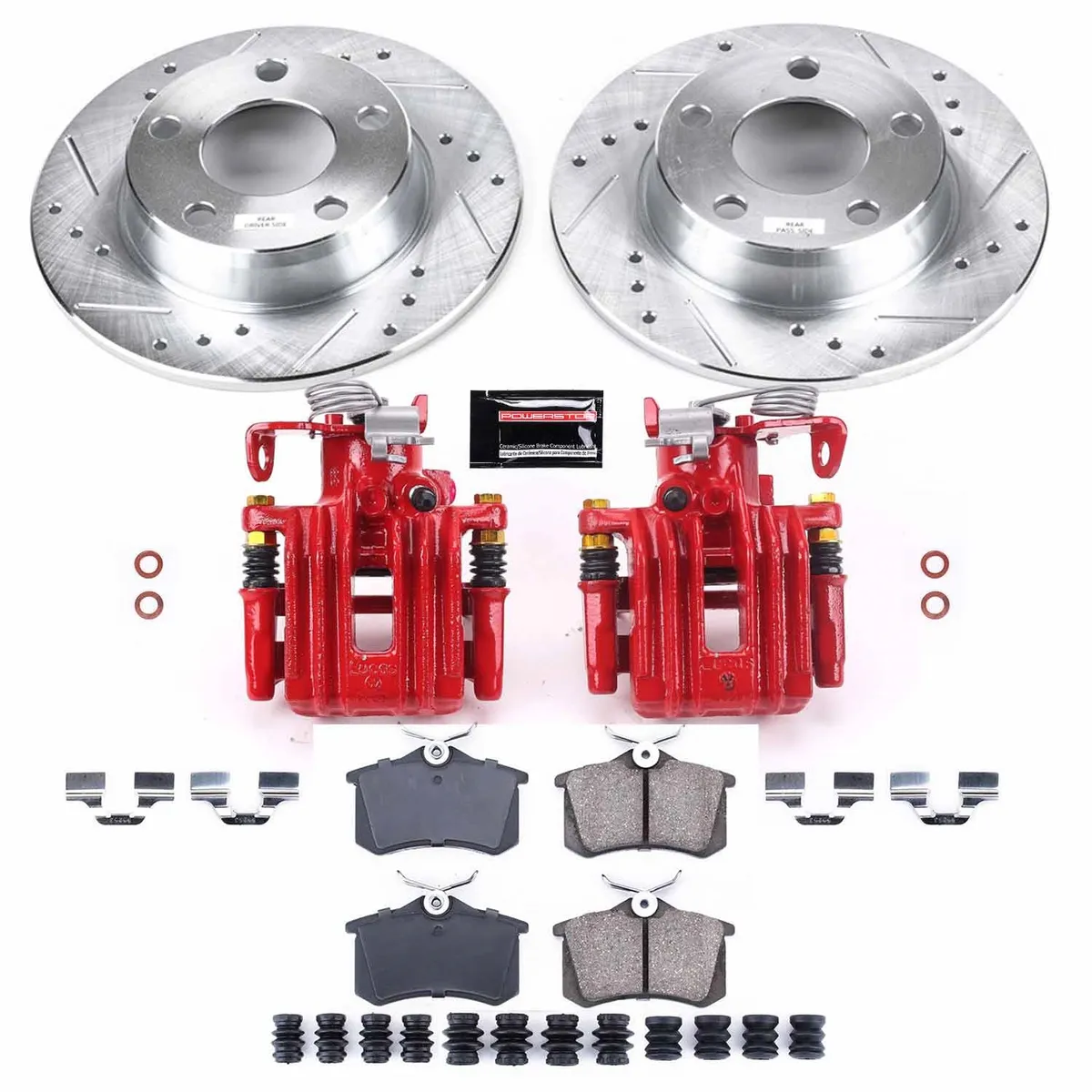 Z23 Evolution Sport Upgrade Kit: Drilled/Slotted Rotors; Carbon-Fiber Ceramic Pads; Powder Coated Calipers product image