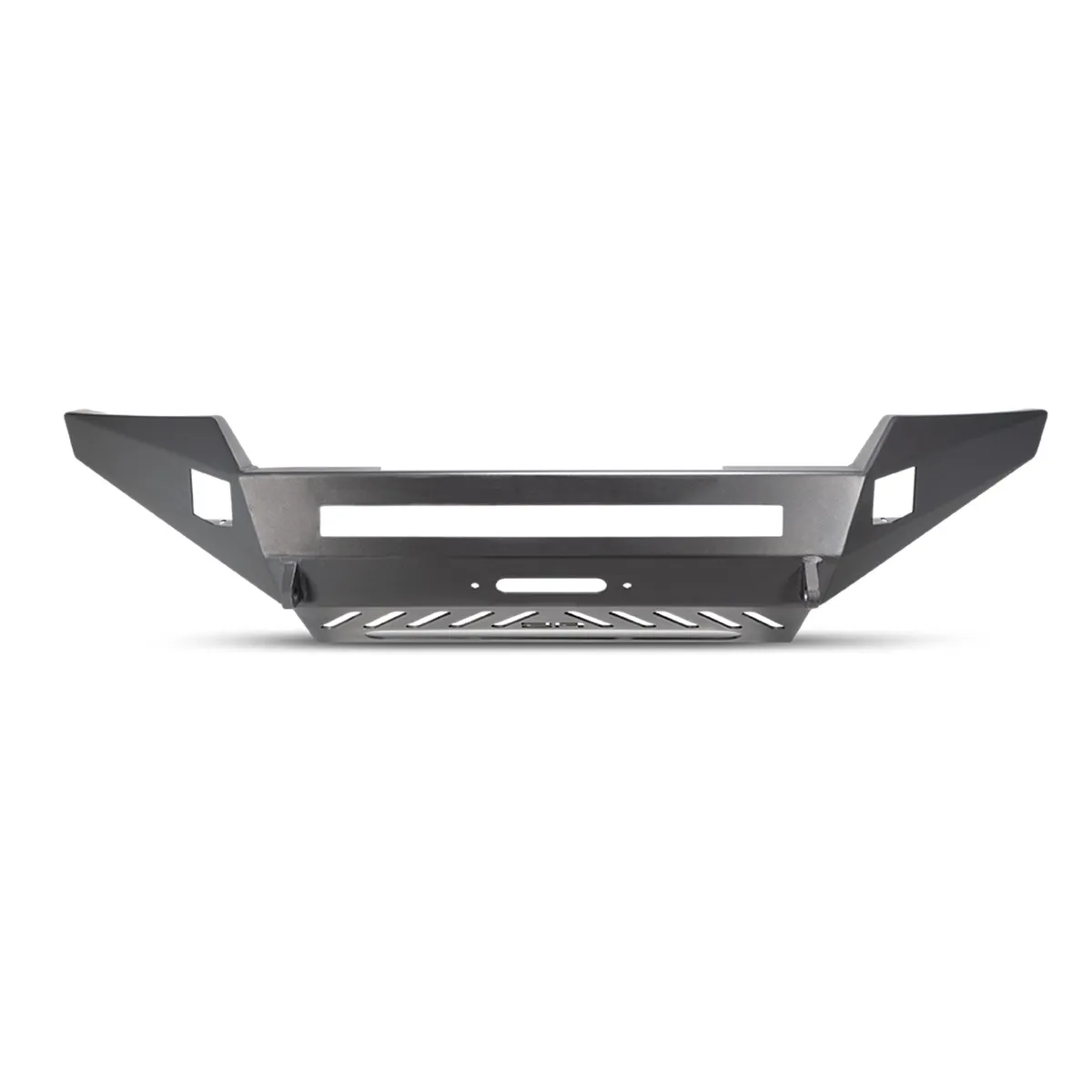 PRO-Series Front Winch Bumper; 3/16 in. Plate; 1/4 in. Winch Mount ;20 in. Dual Row/ 4 Cube Style LED Light Mount; Black; Steel; product image