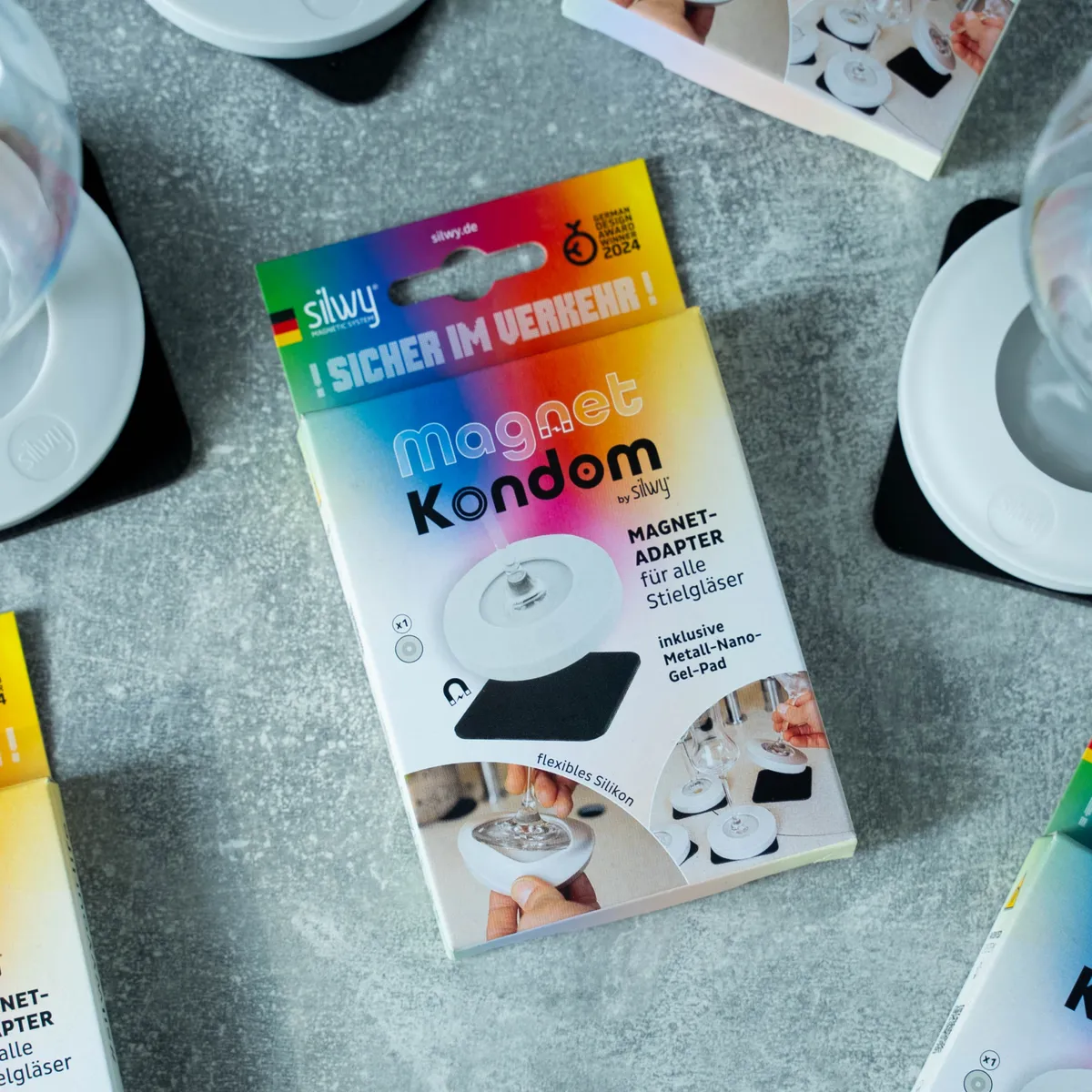 Magnetic condom for stemmed glasses GREY incl. pad product image