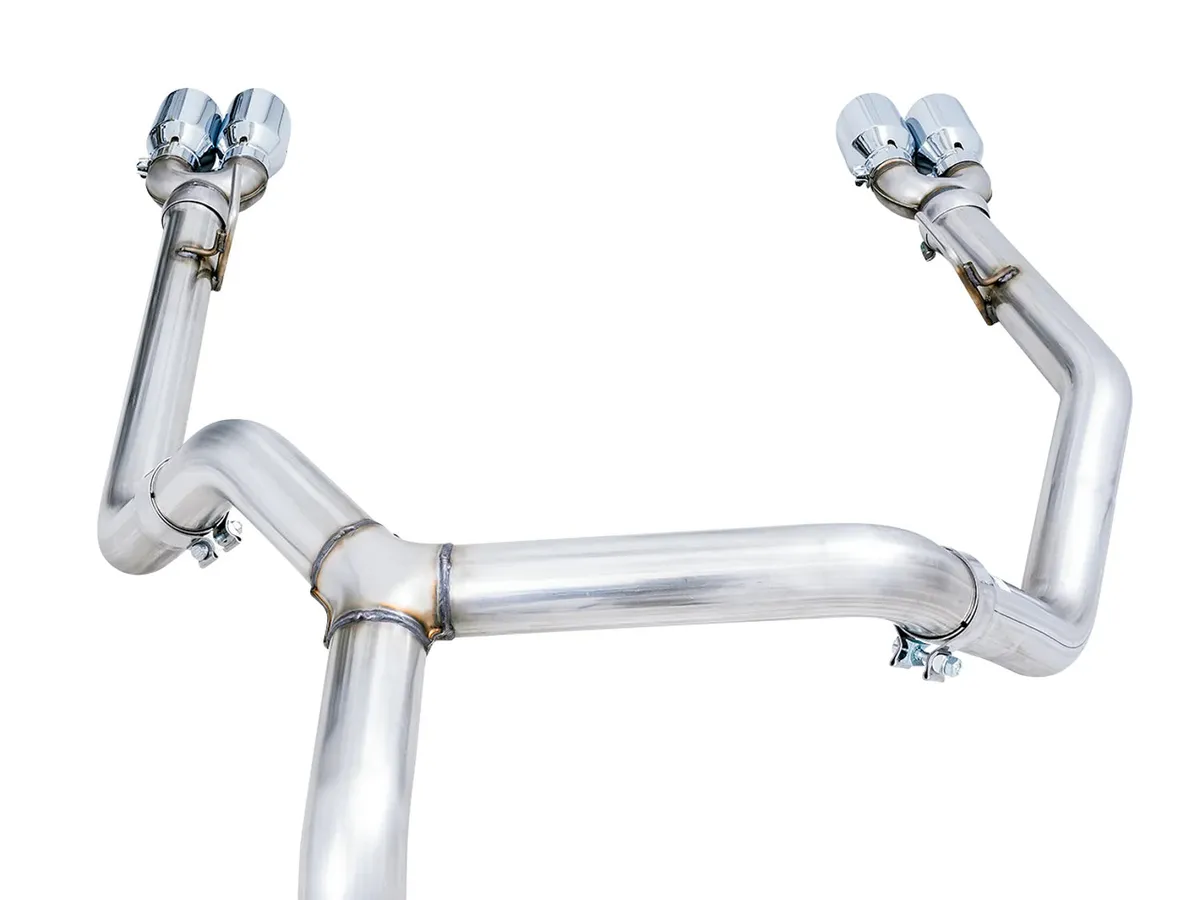 AWE 0FG Catback Split Rear Exit Exhaust for 4th Gen Silverado/Sierra 1500 5.3L (With Bumper Cutouts) - Quad Diamond Black Tips product image