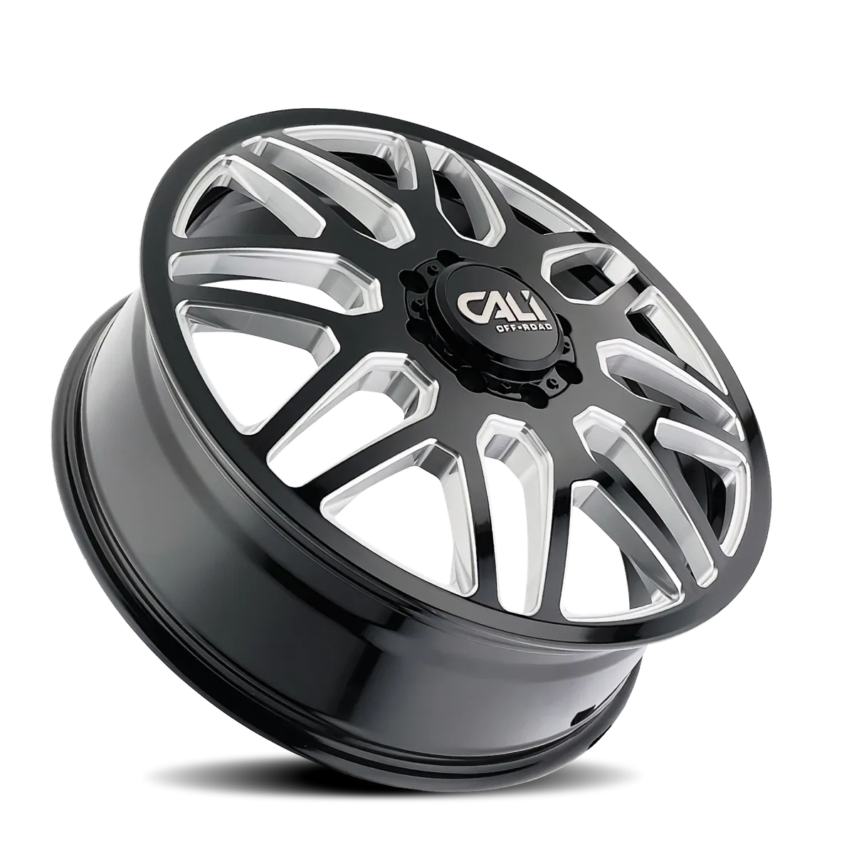 Dually Wheels Invader Dually 9115D GB-M 24x8.25 Milled Spokes Gloss Black 8 On 200 Bolt Pattern 115 Offset Cali Offroad Wheels product image
