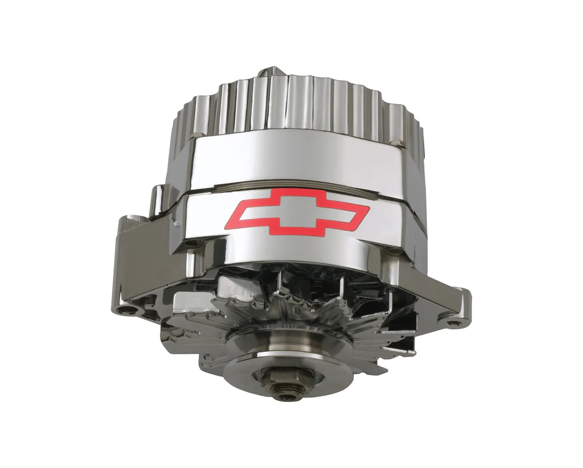 Alternator 120 AMP GM 1 Wire Style GM Bowtie Logo Chrome Finish Chevrolet Performance Parts product image