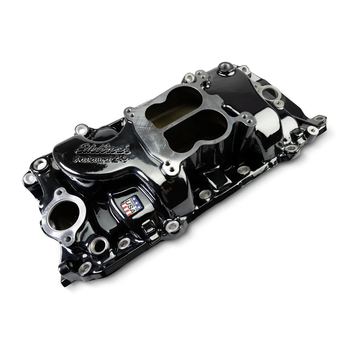 Edelbrock 2161-BP Performer 2-O Manifold for 1965-90 B/B Chevy Oval Port Heads, Black Plasma product image