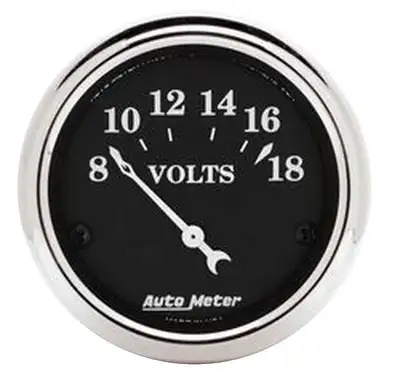 AutoMeter Gauge, Voltmeter, 2 1/16", 18V, Elec, Old Tyme Black