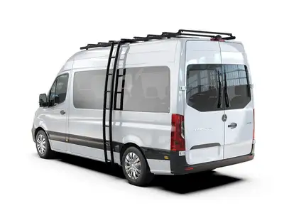 Front Runner Slimpro Van Rack Ladder; For 2007-2023 Mercedes-Benz Sprinter 2nd Gen 906 L1\/SWB/3rd Gen 907\/910 L2\/MWB/3rd Gen 907\/910 L3+L4\/LWB;