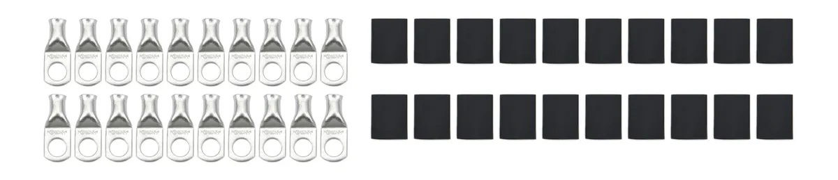 Quickcar Racing Products Ring Terminal 1/2in 2 Ga w/Heat Shrink 20pk