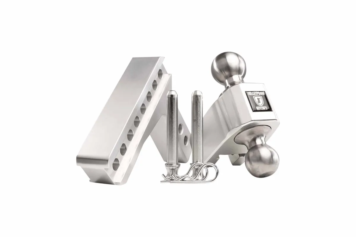 2.0" Aluminum Medium Duty 4" Drop/Rise Hitch w/ Stainless Steel Dual Ball product image