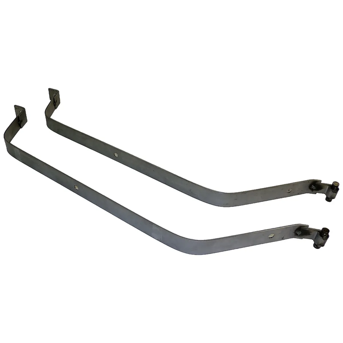 Fuel Tank Strap Set; Center; Incl. 2 Straps; Silver; Steel; product image