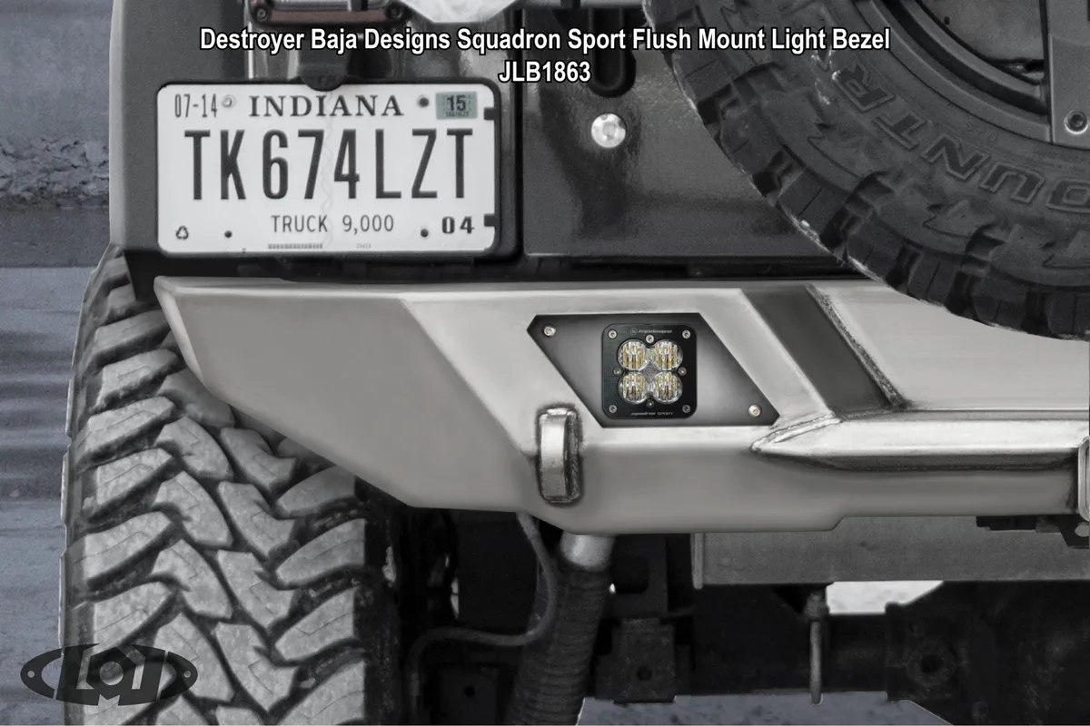 LOD Destroyer Rear Light Bezel for Baja Designs Squadron Sport Flush Mount Lights - Black - JL/JK product image