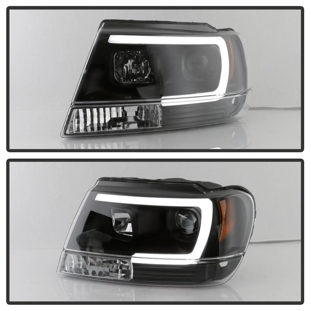 ( Spyder Signature ) Jeep Grand Cherokee 99-04 Version 2 Light Bar Projector Headlights - Black product image