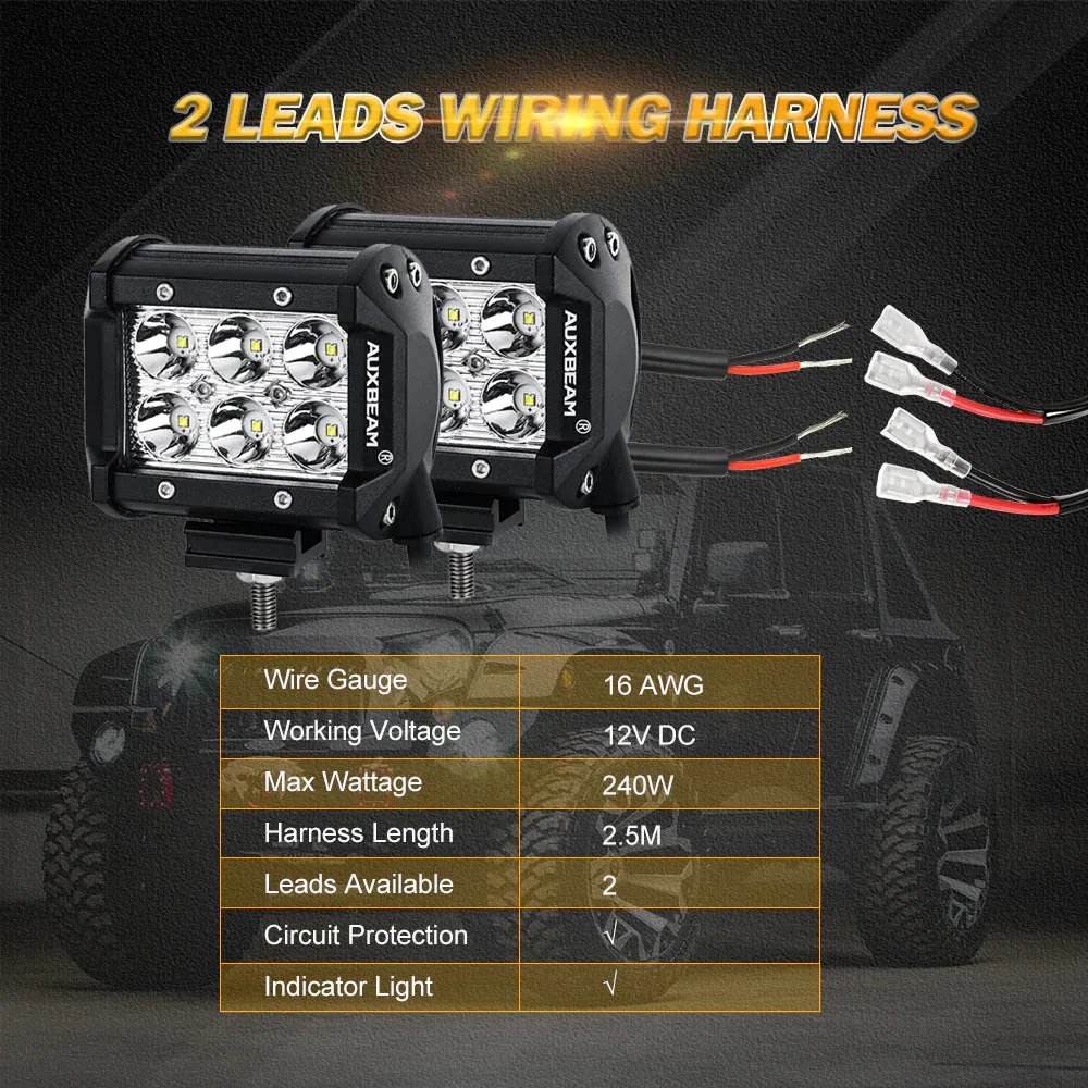 LED Light Bar Wiring Harness Kit (2 Leads 16awg) With Fuse 12v 40a Relay "no Drill" On/Off Switch product image