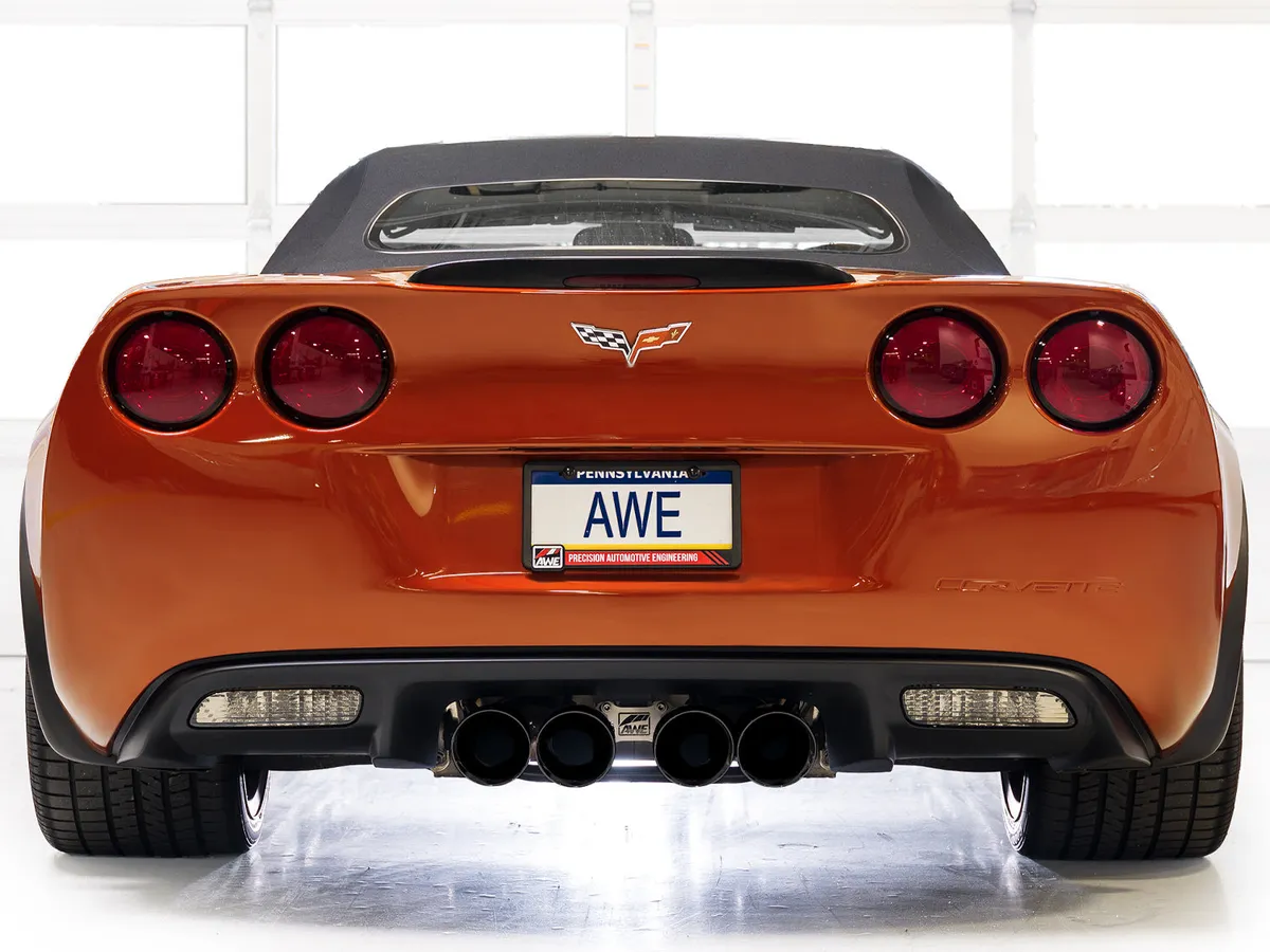 AWE Touring Edition Axleback Exhaust for C6 Chevrolet Corvette 6.0L (2005-2007) and 6.2L (2008) - Diamond Black Tips 3015-43660 product image
