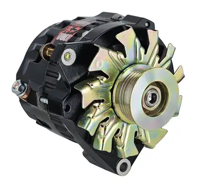 Power Master XS Volt™ Hi Amp Alternator; CS130; Offset Left; Rear Battery Post; 140 Amp; 95 Idle; 6 Groove Pulley; Black;