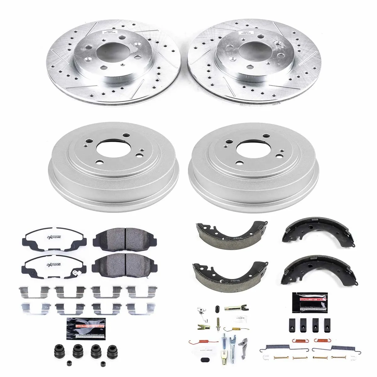 Z26 Street Warrior Upgrade Kit: Drilled/Slotted Rotors; Carbon-Fiber Ceramic Pads W/Hardware; Coated Drums; Shoes W/Hold Down And Adjuster Kit product image