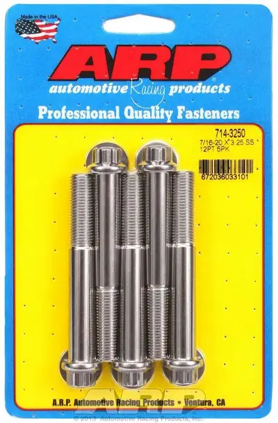ARP Auto Racing 7/16-20 x 3.250 12pt SS Bolt Kit 5pk