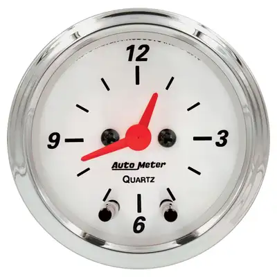 AutoMeter Gauge, Clock, 2 1/16", 12Hr, Analog, Arctic White