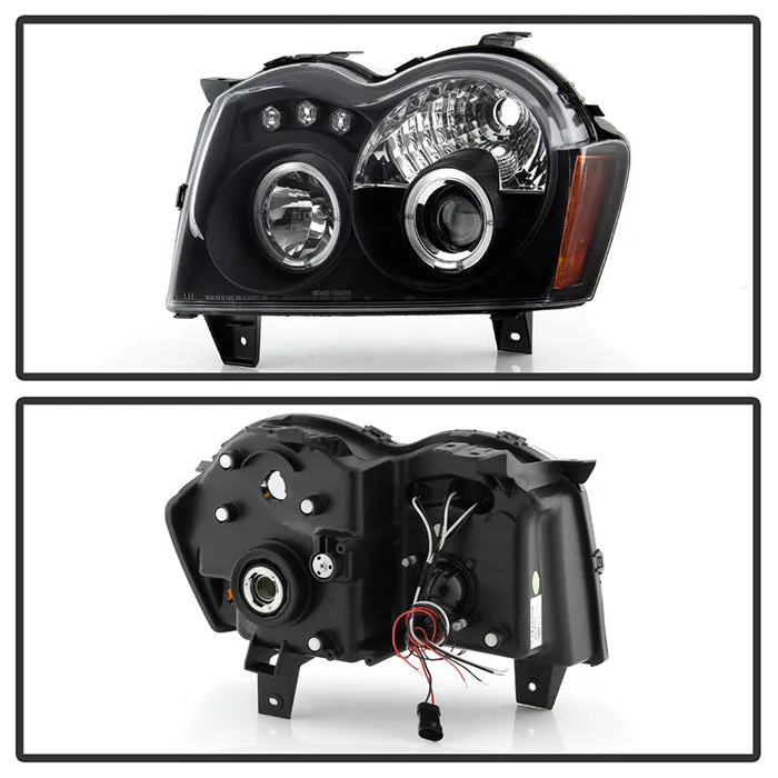 ( Spyder Signature ) Jeep Grand Cherokee 05-07 Projector Headlights - LED Halo - LED ( Replaceable LEDs ) - Black - High H1 (Included) - Low 9006 (Not Included) product image