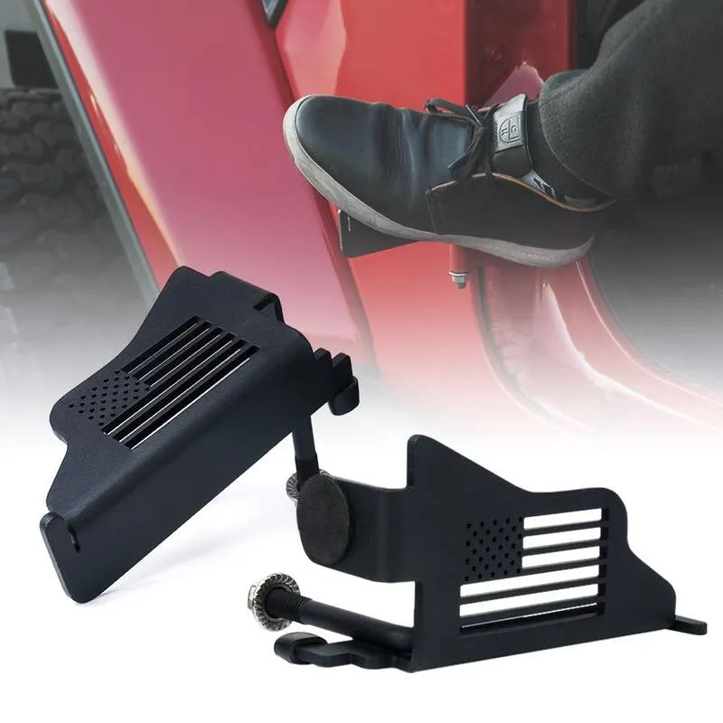 LED Factory Mart Front Foot Pegs with U.S. Flag for 2018-2026 Jeep Wrangler JL