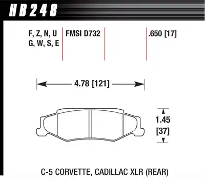 Hawk Performance HP Plus Disc Brake Pad; 0.650 Thickness;
