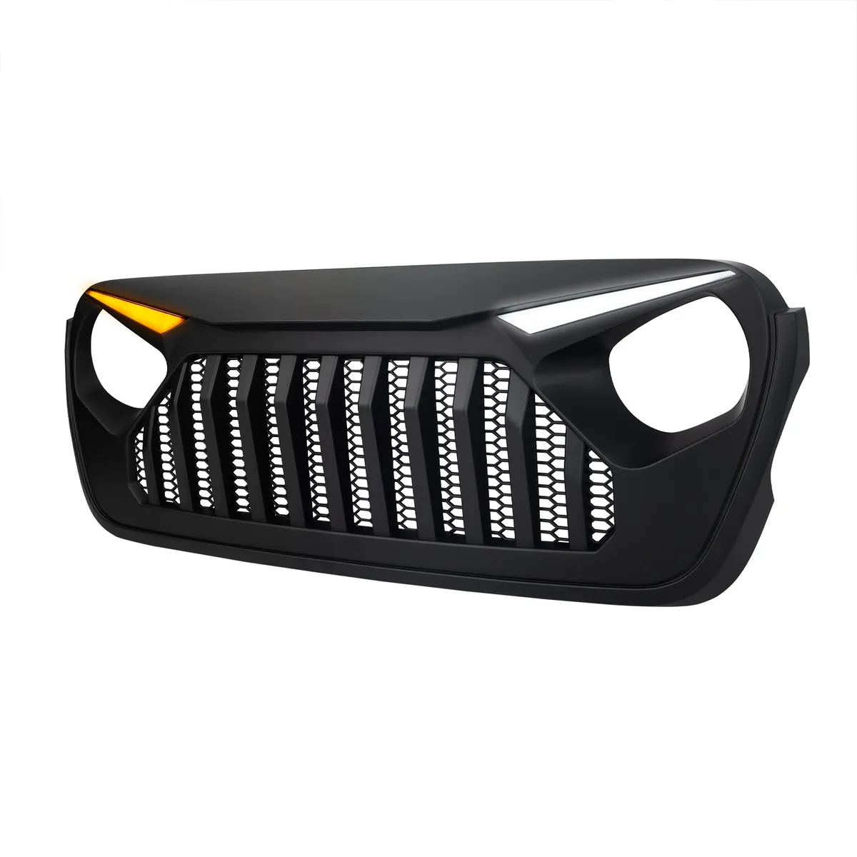 Gladiator Vader Grille W/ LED Eyebrow DRL and Turn Signals - Matte Black For 18+ Jeep Wrangler JL & Gladiator JT W/O Trailcam product image