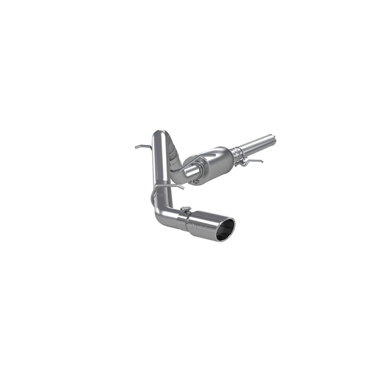 Armor Plus Cat Back Exhaust System; 3 in.; Incl. Ext. Pipe/Mid Pipe/Muffler/Over Axle Pipe/Tailpipe/Hardware/4 in. OD Tip; Single Side Exit; T409 Stainless Steel; product image