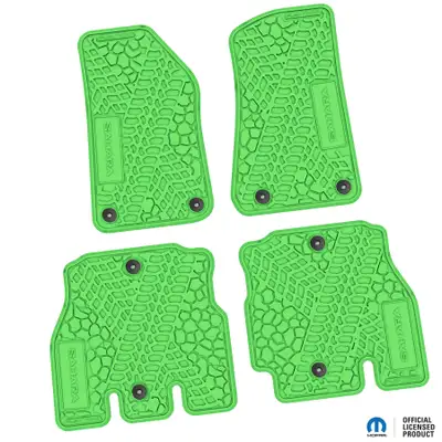 FLEXTREAD 18-24 Jeep JLU 4 Dr Front and Rear -Tire Tread/Scorched Earth Scene w/ Sahara Insert - Black w/ Tan Insert