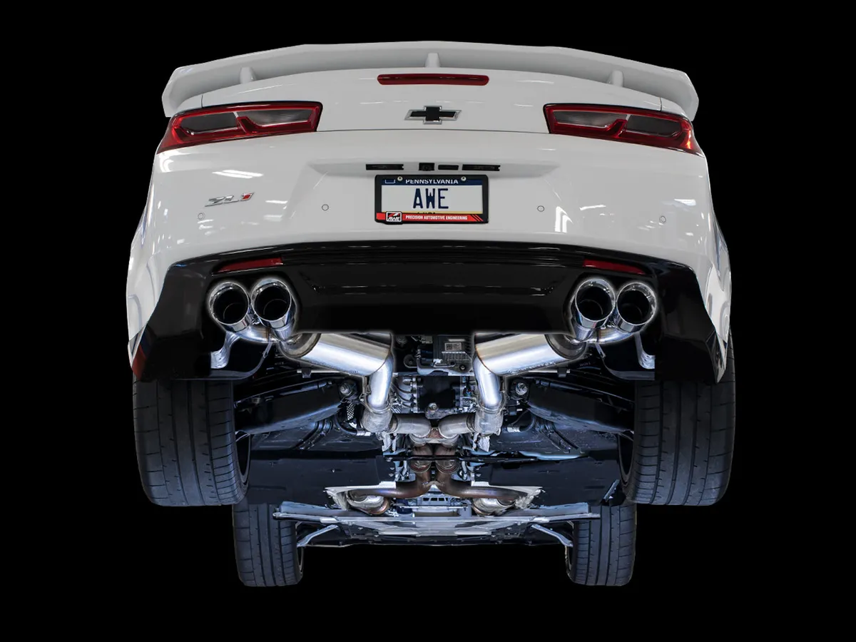 AWE Touring Edition Cat-back Exhaust for Gen6 Camaro SS / ZL1 / LT1 - Non-Resonated - Diamond Black Tips (Quad Outlet) product image