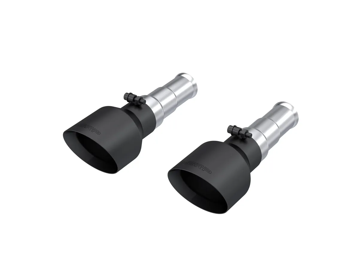 Armor BLK Exhaust Tip; 5 in. Outer Diameter; 3 in. Inlet Diameter; Dual Wall; Angle Cut; Sold In Pairs; Black Coated; product image