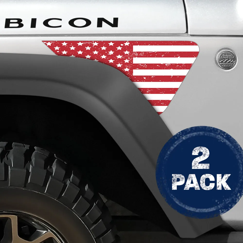 White and Red Distressed Flag 2pc Vinyl Fender Decal product image